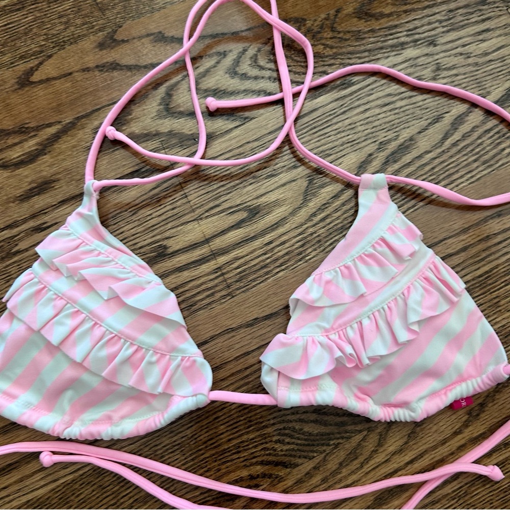Victoria's Secret NWOT medium bikini pink white ruffle double string - Picture 2 of 10